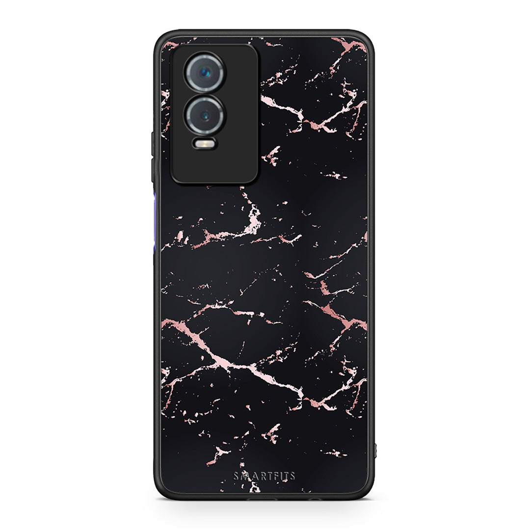 4 - Vivo Y76 5G / Y76s / Y74s Black Rosegold Marble case, cover, bumper