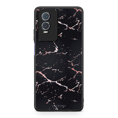 4 - Vivo Y76 5G / Y76s / Y74s Black Rosegold Marble case, cover, bumper