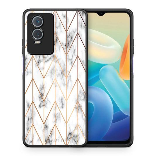 Θήκη Vivo Y76 5G / Y76s / Y74s Gold Geometric Marble από τη Smartfits με σχέδιο στο πίσω μέρος και μαύρο περίβλημα | Vivo Y76 5G / Y76s / Y74s Gold Geometric Marble case with colorful back and black bezels