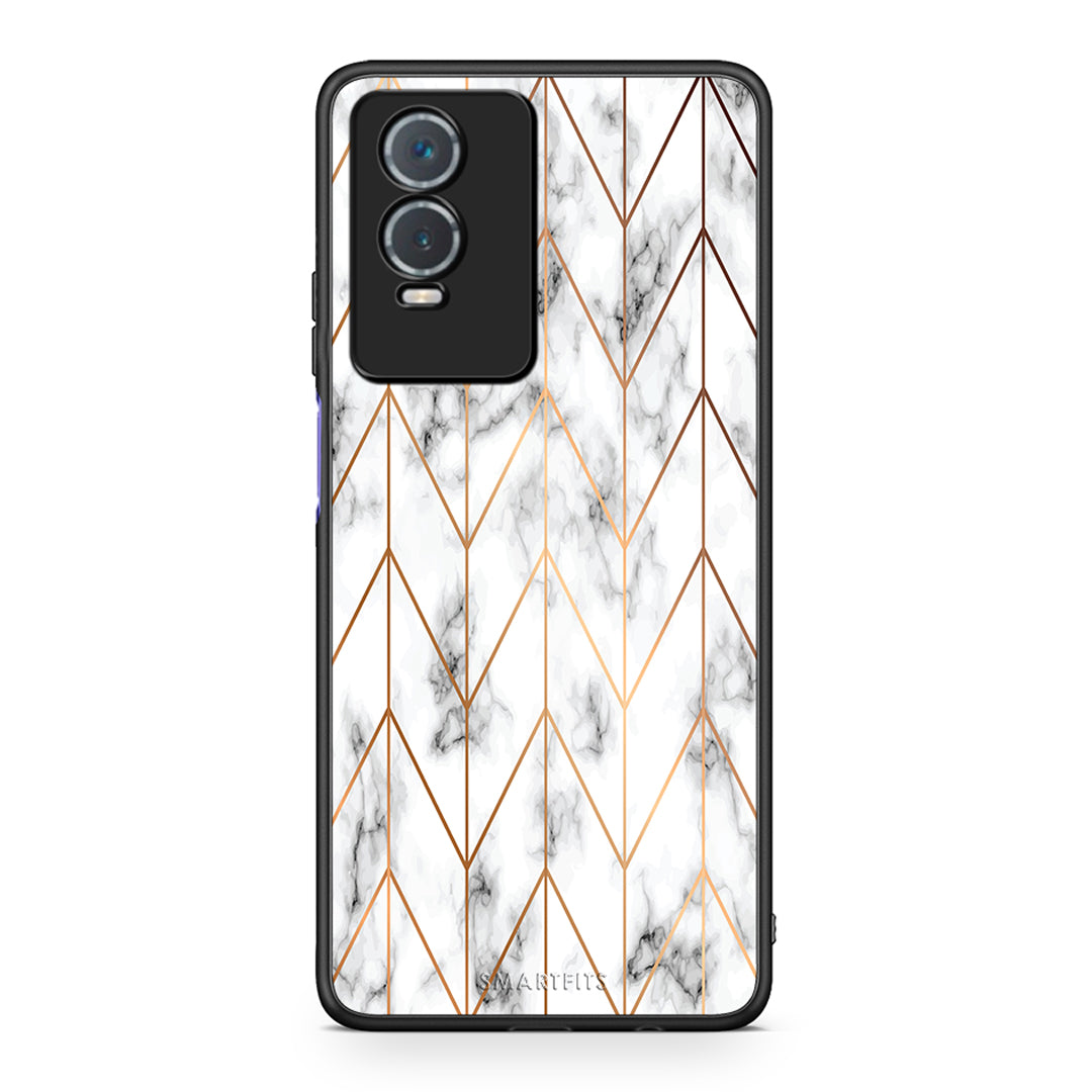 44 - Vivo Y76 5G / Y76s / Y74s Gold Geometric Marble case, cover, bumper