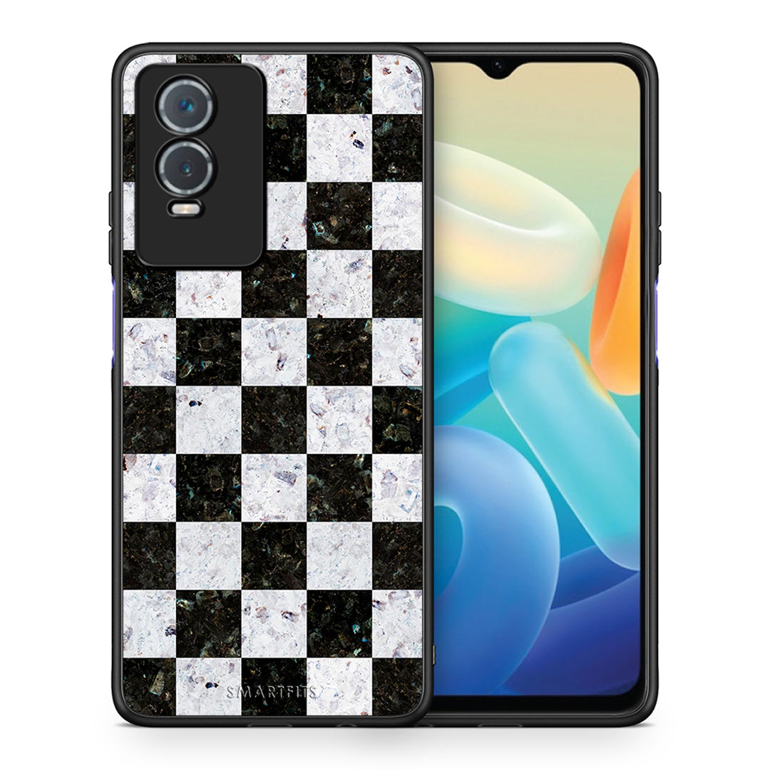 Θήκη Vivo Y76 5G / Y76s / Y74s Square Geometric Marble από τη Smartfits με σχέδιο στο πίσω μέρος και μαύρο περίβλημα | Vivo Y76 5G / Y76s / Y74s Square Geometric Marble case with colorful back and black bezels