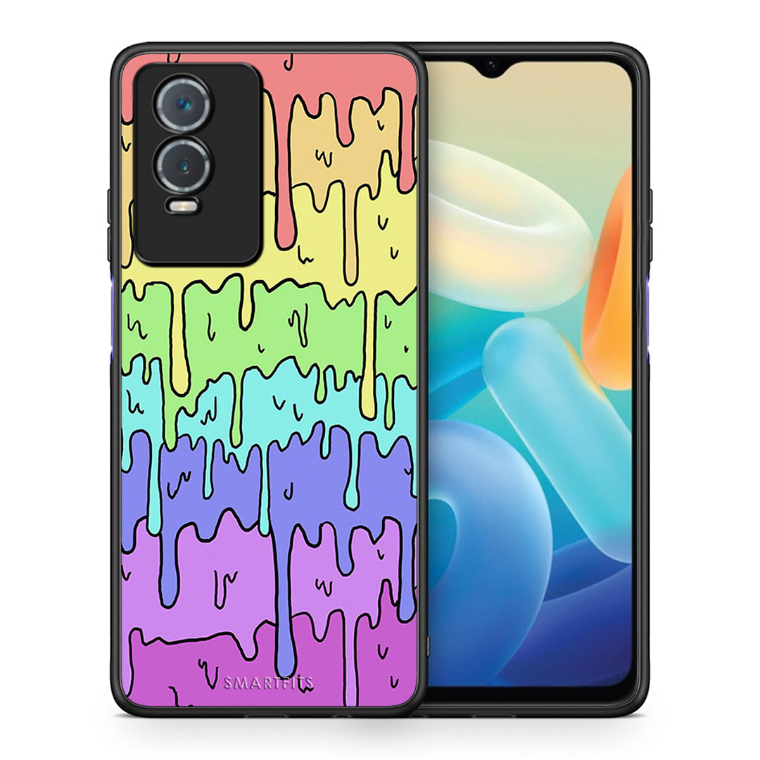 Θήκη Vivo Y76 5G / Y76s / Y74s Melting Rainbow από τη Smartfits με σχέδιο στο πίσω μέρος και μαύρο περίβλημα | Vivo Y76 5G / Y76s / Y74s Melting Rainbow case with colorful back and black bezels