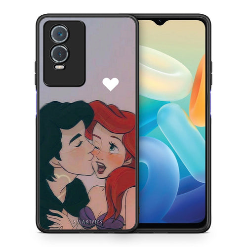 Θήκη Αγίου Βαλεντίνου Vivo Y76 5G / Y76s / Y74s Mermaid Love από τη Smartfits με σχέδιο στο πίσω μέρος και μαύρο περίβλημα | Vivo Y76 5G / Y76s / Y74s Mermaid Love case with colorful back and black bezels