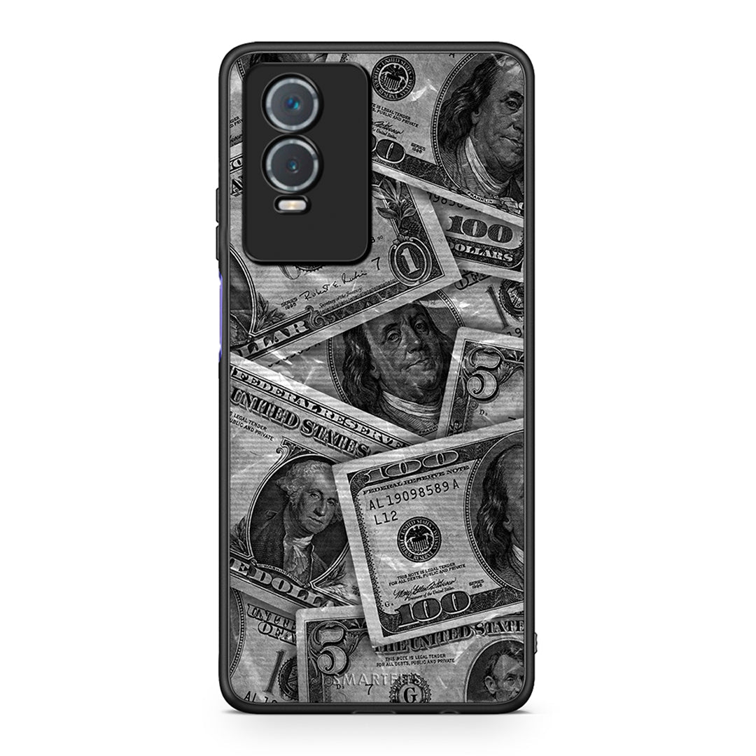 Vivo Y76 5G / Y76s / Y74s Money Dollars θήκη από τη Smartfits με σχέδιο στο πίσω μέρος και μαύρο περίβλημα | Smartphone case with colorful back and black bezels by Smartfits