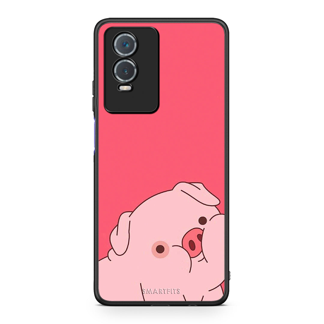 Vivo Y76 5G / Y76s / Y74s Pig Love 1 Θήκη Αγίου Βαλεντίνου από τη Smartfits με σχέδιο στο πίσω μέρος και μαύρο περίβλημα | Smartphone case with colorful back and black bezels by Smartfits