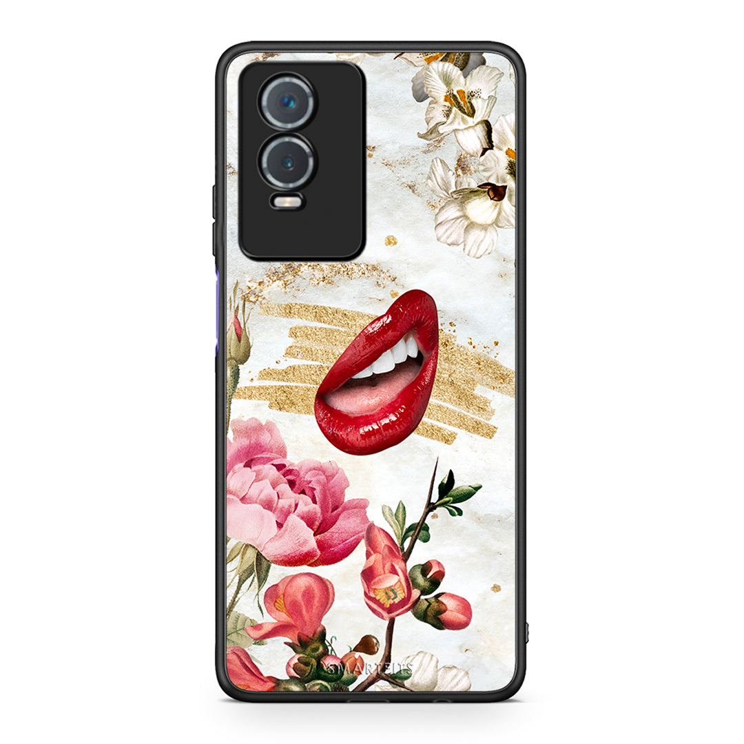Vivo Y76 5G / Y76s / Y74s Red Lips θήκη από τη Smartfits με σχέδιο στο πίσω μέρος και μαύρο περίβλημα | Smartphone case with colorful back and black bezels by Smartfits