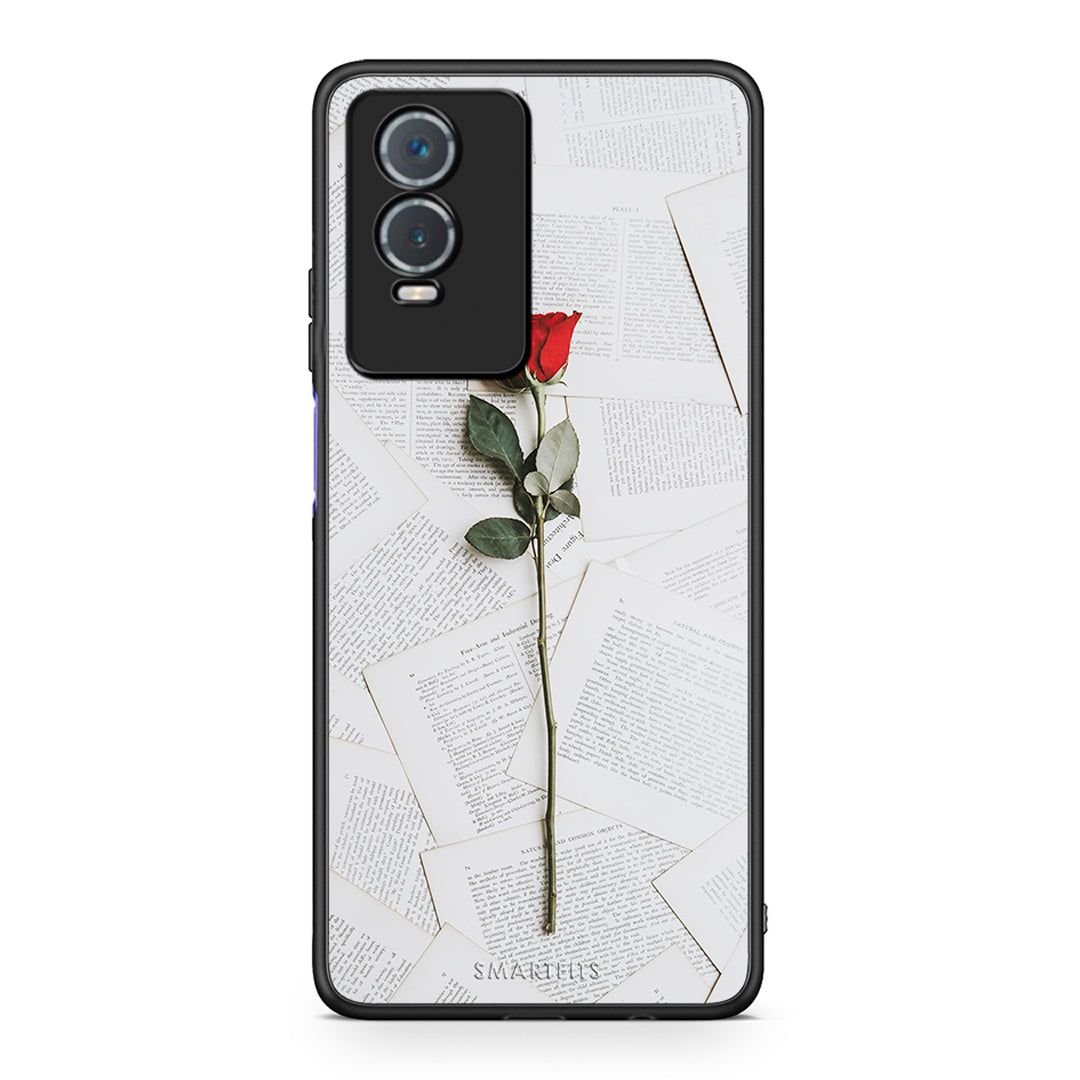 Vivo Y76 5G / Y76s / Y74s Red Rose θήκη από τη Smartfits με σχέδιο στο πίσω μέρος και μαύρο περίβλημα | Smartphone case with colorful back and black bezels by Smartfits