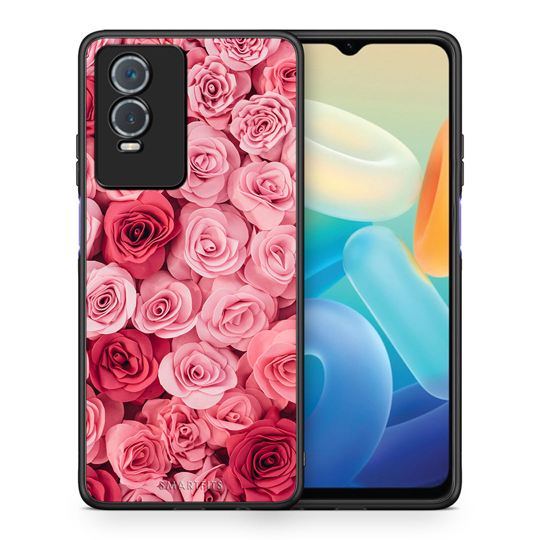 Θήκη Vivo Y76 5G / Y76s / Y74s RoseGarden Valentine από τη Smartfits με σχέδιο στο πίσω μέρος και μαύρο περίβλημα | Vivo Y76 5G / Y76s / Y74s RoseGarden Valentine case with colorful back and black bezels