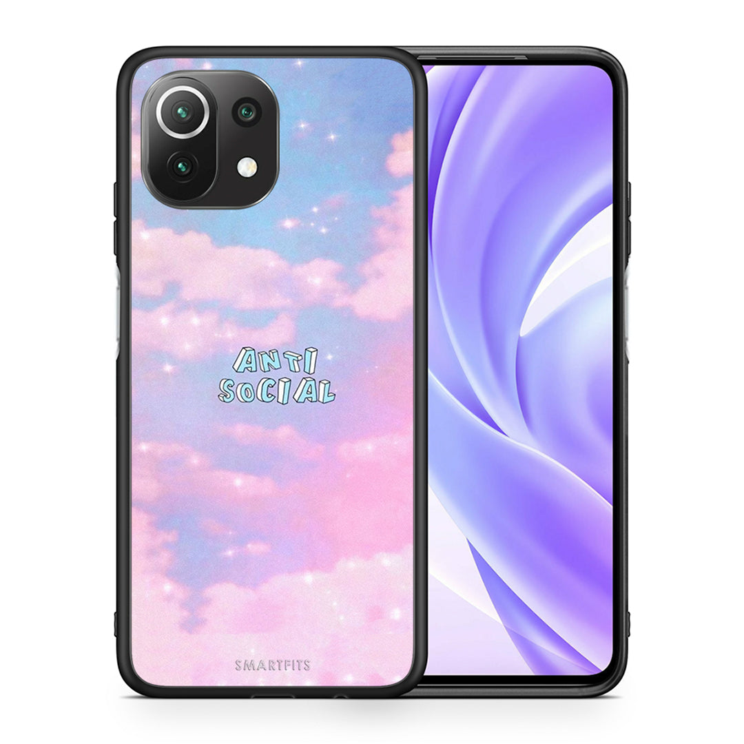Θήκη Αγίου Βαλεντίνου Xiaomi 11 Lite / Mi 11 Lite Anti Social από τη Smartfits με σχέδιο στο πίσω μέρος και μαύρο περίβλημα | Xiaomi 11 Lite / Mi 11 Lite Anti Social case with colorful back and black bezels
