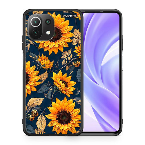 Θήκη Xiaomi 11 Lite / Mi 11 Lite Autumn Sunflowers από τη Smartfits με σχέδιο στο πίσω μέρος και μαύρο περίβλημα | Xiaomi 11 Lite / Mi 11 Lite Autumn Sunflowers case with colorful back and black bezels