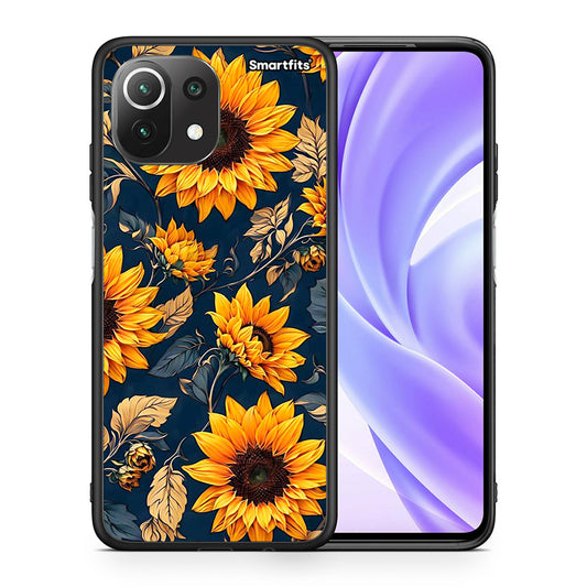Θήκη Xiaomi 11 Lite / Mi 11 Lite Autumn Sunflowers από τη Smartfits με σχέδιο στο πίσω μέρος και μαύρο περίβλημα | Xiaomi 11 Lite / Mi 11 Lite Autumn Sunflowers case with colorful back and black bezels