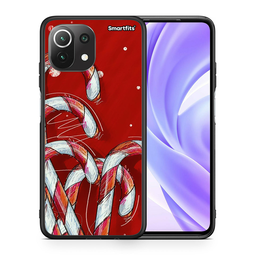 Θήκη Xiaomi 11 Lite/Mi 11 Lite Candy Cane από τη Smartfits με σχέδιο στο πίσω μέρος και μαύρο περίβλημα | Xiaomi 11 Lite/Mi 11 Lite Candy Cane case with colorful back and black bezels