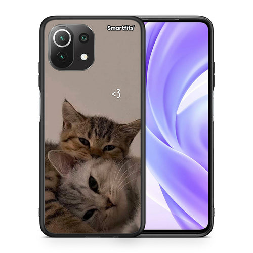 Θήκη Xiaomi 11 Lite / Mi 11 Lite Cats In Love από τη Smartfits με σχέδιο στο πίσω μέρος και μαύρο περίβλημα | Xiaomi 11 Lite / Mi 11 Lite Cats In Love case with colorful back and black bezels