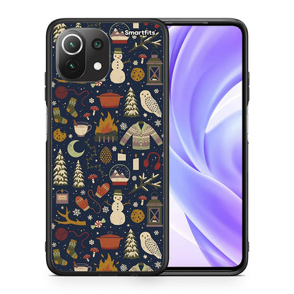 Θήκη Xiaomi 11 Lite/Mi 11 Lite Christmas Elements από τη Smartfits με σχέδιο στο πίσω μέρος και μαύρο περίβλημα | Xiaomi 11 Lite/Mi 11 Lite Christmas Elements case with colorful back and black bezels
