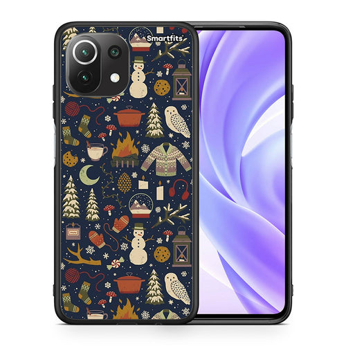 Θήκη Xiaomi 11 Lite/Mi 11 Lite Christmas Elements από τη Smartfits με σχέδιο στο πίσω μέρος και μαύρο περίβλημα | Xiaomi 11 Lite/Mi 11 Lite Christmas Elements case with colorful back and black bezels