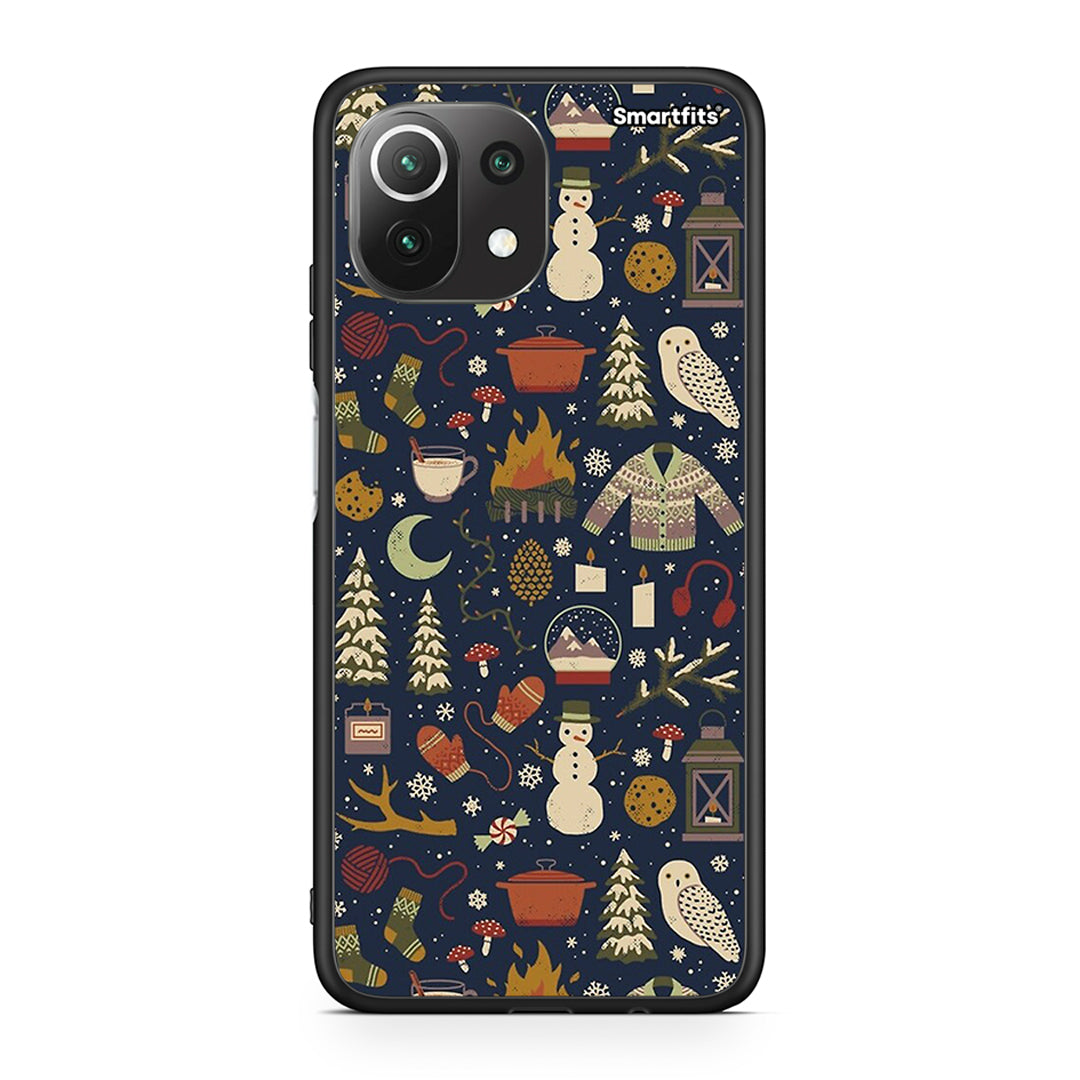 Xiaomi 11 Lite/Mi 11 Lite Christmas Elements θήκη από τη Smartfits με σχέδιο στο πίσω μέρος και μαύρο περίβλημα | Smartphone case with colorful back and black bezels by Smartfits
