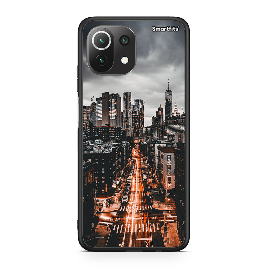 Xiaomi 11 Lite/Mi 11 Lite City Lights θήκη από τη Smartfits με σχέδιο στο πίσω μέρος και μαύρο περίβλημα | Smartphone case with colorful back and black bezels by Smartfits