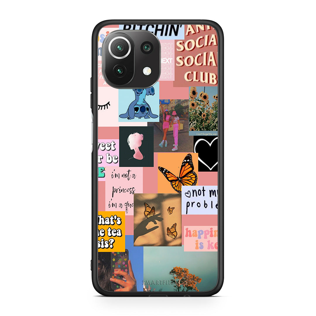 Xiaomi 11 Lite / Mi 11 Lite Collage Bitchin Θήκη Αγίου Βαλεντίνου από τη Smartfits με σχέδιο στο πίσω μέρος και μαύρο περίβλημα | Smartphone case with colorful back and black bezels by Smartfits