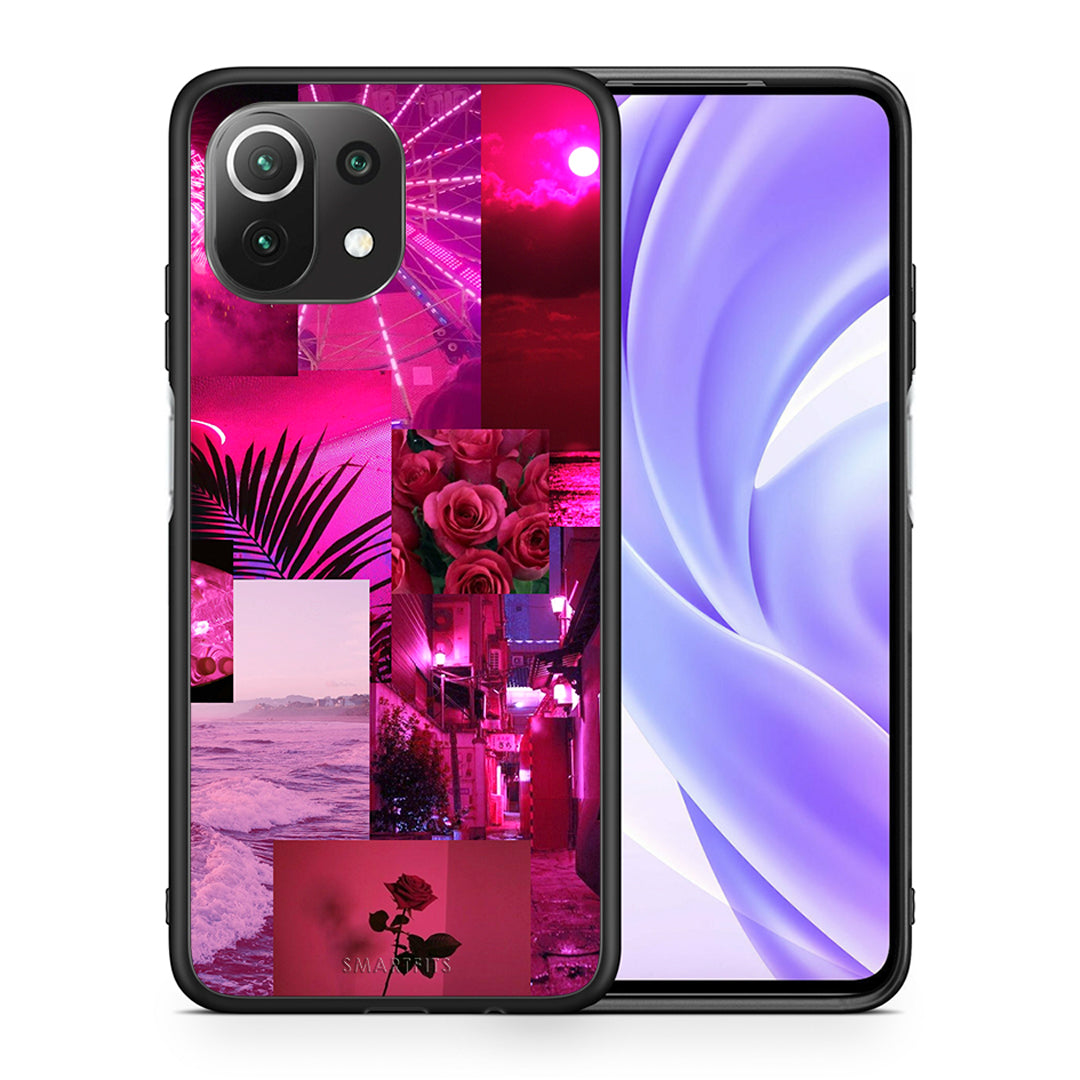 Θήκη Αγίου Βαλεντίνου Xiaomi 11 Lite / Mi 11 Lite Collage Red Roses από τη Smartfits με σχέδιο στο πίσω μέρος και μαύρο περίβλημα | Xiaomi 11 Lite / Mi 11 Lite Collage Red Roses case with colorful back and black bezels