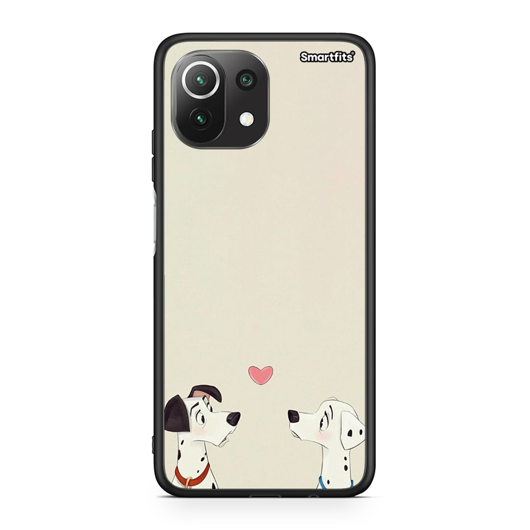 Xiaomi 11 Lite/Mi 11 Lite Dalmatians Love θήκη από τη Smartfits με σχέδιο στο πίσω μέρος και μαύρο περίβλημα | Smartphone case with colorful back and black bezels by Smartfits