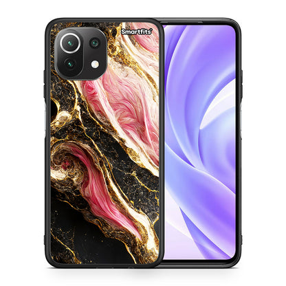 Θήκη Xiaomi 11 Lite/Mi 11 Lite Glamorous Pink Marble από τη Smartfits με σχέδιο στο πίσω μέρος και μαύρο περίβλημα | Xiaomi 11 Lite/Mi 11 Lite Glamorous Pink Marble case with colorful back and black bezels