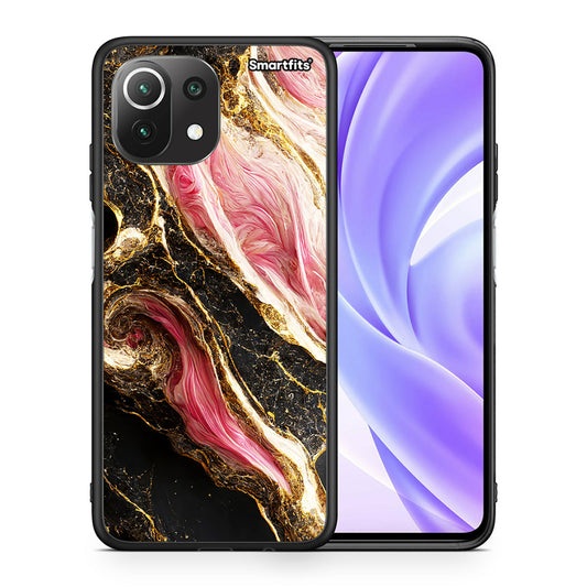 Θήκη Xiaomi 11 Lite/Mi 11 Lite Glamorous Pink Marble από τη Smartfits με σχέδιο στο πίσω μέρος και μαύρο περίβλημα | Xiaomi 11 Lite/Mi 11 Lite Glamorous Pink Marble case with colorful back and black bezels
