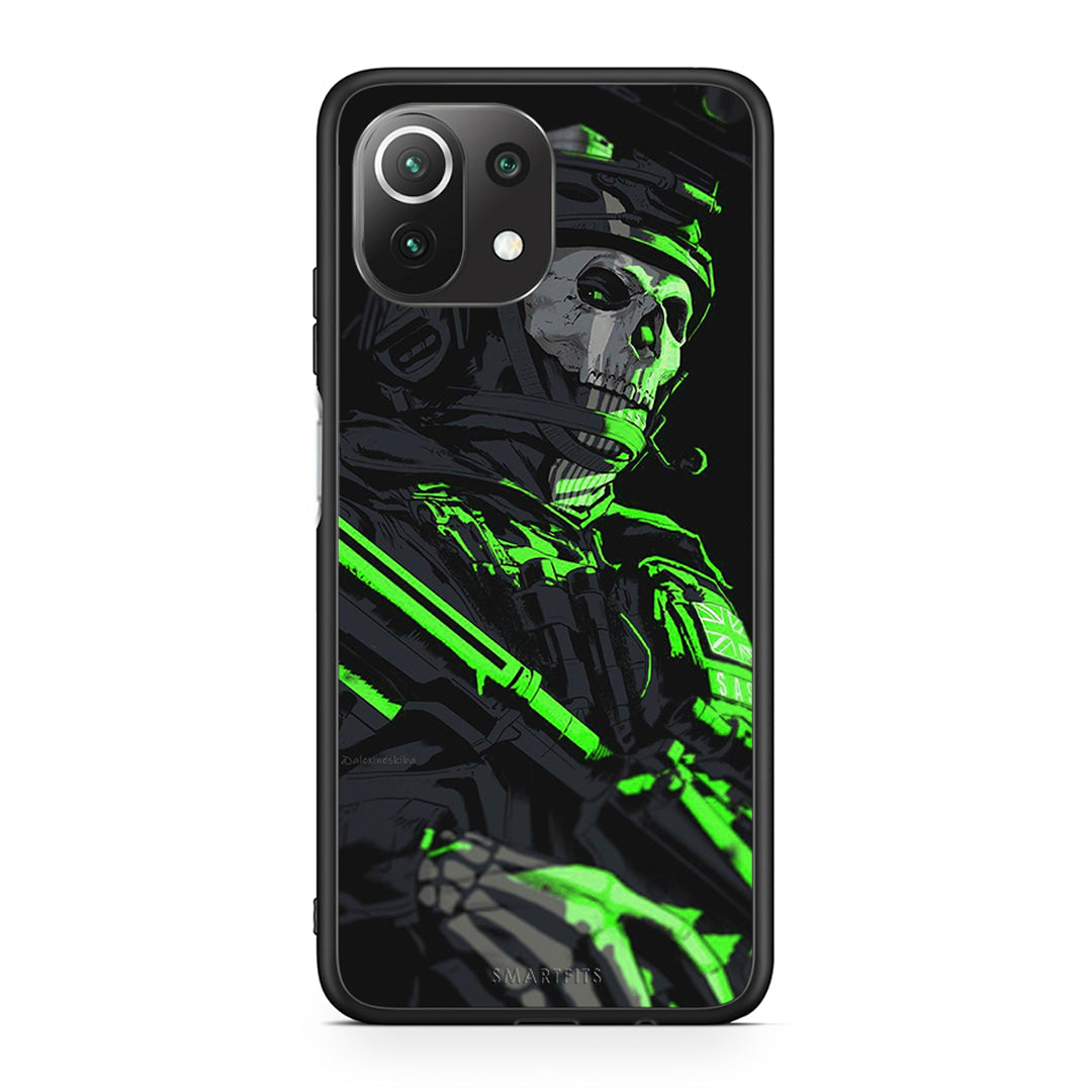 Xiaomi 11 Lite / Mi 11 Lite Green Soldier Θήκη Αγίου Βαλεντίνου από τη Smartfits με σχέδιο στο πίσω μέρος και μαύρο περίβλημα | Smartphone case with colorful back and black bezels by Smartfits