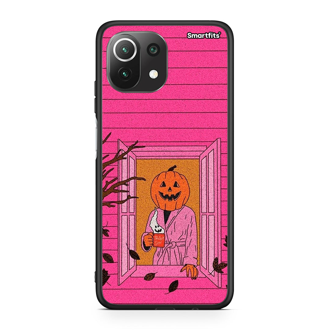 Xiaomi 11 Lite / Mi 11 Lite Halloween Pumpkin Lady Θήκη από τη Smartfits με σχέδιο στο πίσω μέρος και μαύρο περίβλημα | Smartphone case with colorful back and black bezels by Smartfits