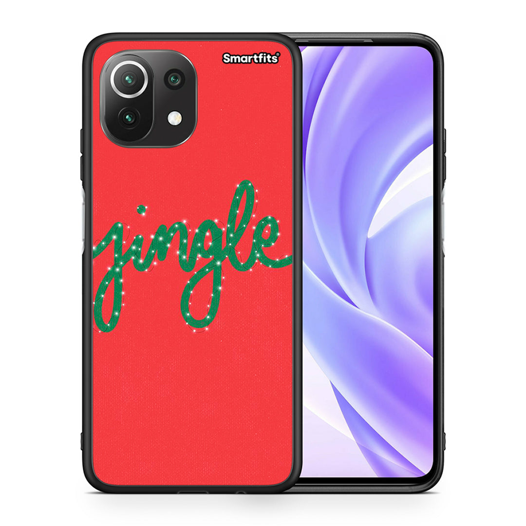 Θήκη Xiaomi 11 Lite/Mi 11 Lite Jingle Xmas από τη Smartfits με σχέδιο στο πίσω μέρος και μαύρο περίβλημα | Xiaomi 11 Lite/Mi 11 Lite Jingle Xmas case with colorful back and black bezels
