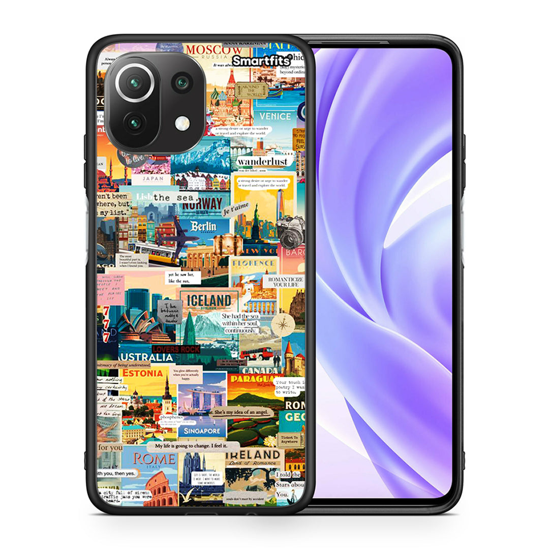 Θήκη Xiaomi 11 Lite/Mi 11 Lite Live To Travel από τη Smartfits με σχέδιο στο πίσω μέρος και μαύρο περίβλημα | Xiaomi 11 Lite/Mi 11 Lite Live To Travel case with colorful back and black bezels
