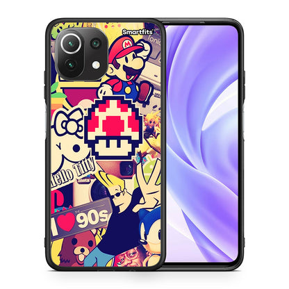 Θήκη Xiaomi 11 Lite/Mi 11 Lite Love The 90s από τη Smartfits με σχέδιο στο πίσω μέρος και μαύρο περίβλημα | Xiaomi 11 Lite/Mi 11 Lite Love The 90s case with colorful back and black bezels