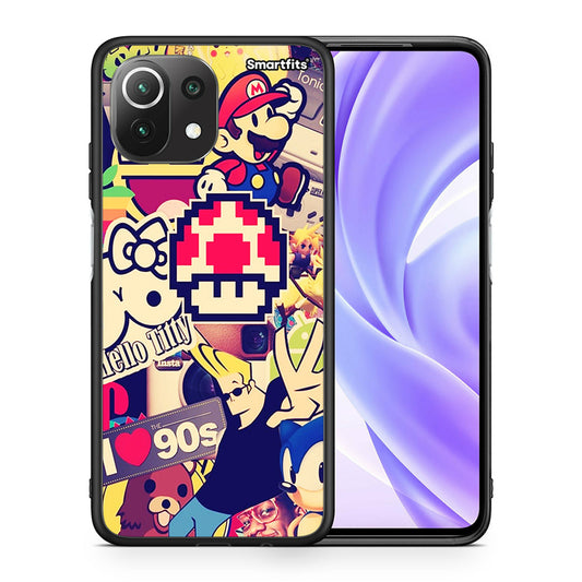 Θήκη Xiaomi 11 Lite/Mi 11 Lite Love The 90s από τη Smartfits με σχέδιο στο πίσω μέρος και μαύρο περίβλημα | Xiaomi 11 Lite/Mi 11 Lite Love The 90s case with colorful back and black bezels