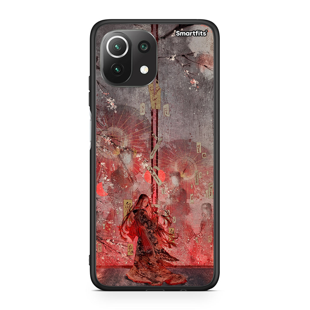 Xiaomi 11 Lite/Mi 11 Lite Nezuko Kamado θήκη από τη Smartfits με σχέδιο στο πίσω μέρος και μαύρο περίβλημα | Smartphone case with colorful back and black bezels by Smartfits