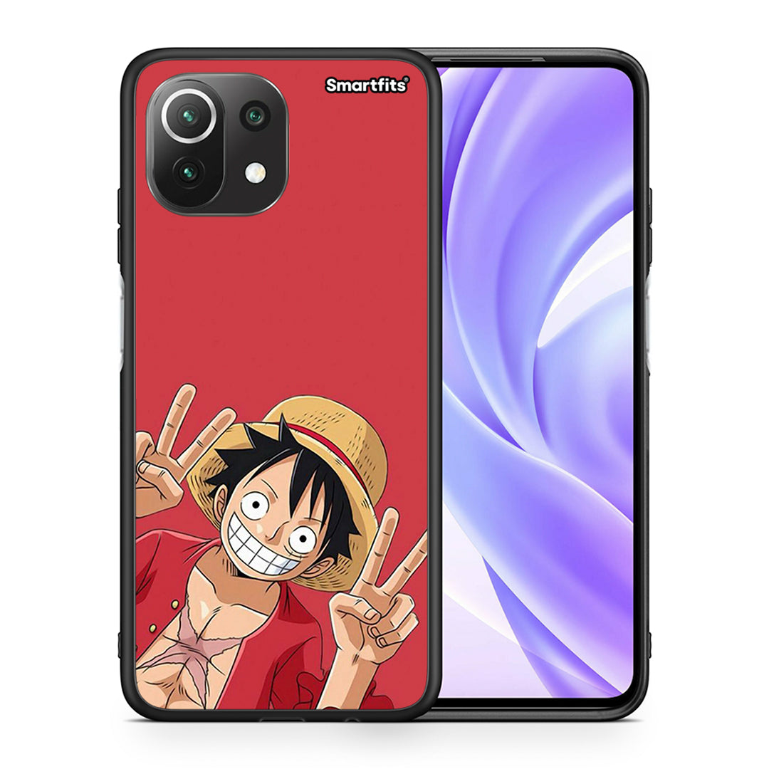 Θήκη Xiaomi 11 Lite / Mi 11 Lite Pirate Luffy από τη Smartfits με σχέδιο στο πίσω μέρος και μαύρο περίβλημα | Xiaomi 11 Lite / Mi 11 Lite Pirate Luffy case with colorful back and black bezels