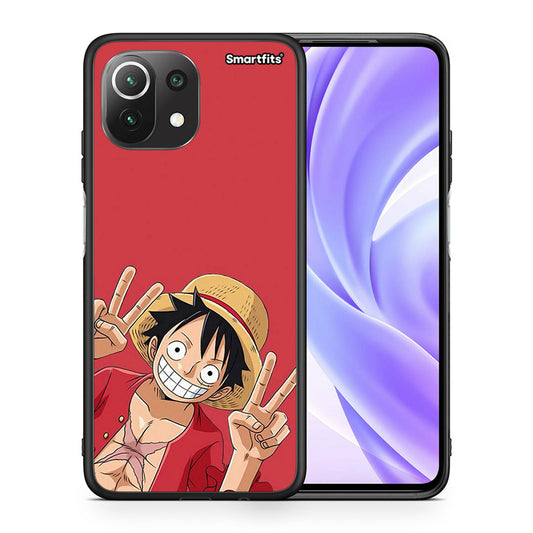 Θήκη Xiaomi 11 Lite / Mi 11 Lite Pirate Luffy από τη Smartfits με σχέδιο στο πίσω μέρος και μαύρο περίβλημα | Xiaomi 11 Lite / Mi 11 Lite Pirate Luffy case with colorful back and black bezels