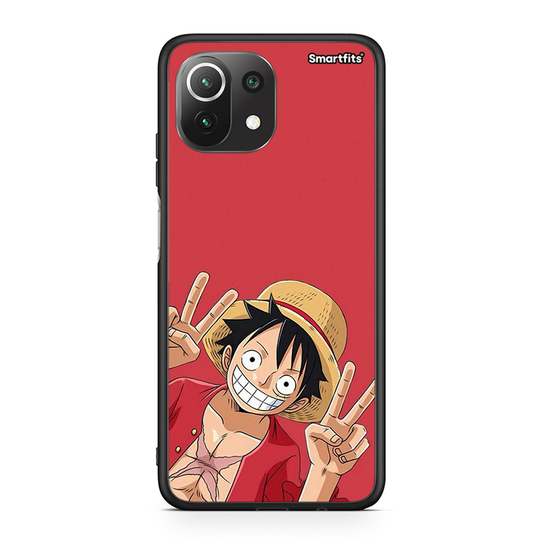 Xiaomi 11 Lite / Mi 11 Lite Pirate Luffy Θήκη από τη Smartfits με σχέδιο στο πίσω μέρος και μαύρο περίβλημα | Smartphone case with colorful back and black bezels by Smartfits