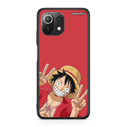 Xiaomi 11 Lite / Mi 11 Lite Pirate Luffy Θήκη από τη Smartfits με σχέδιο στο πίσω μέρος και μαύρο περίβλημα | Smartphone case with colorful back and black bezels by Smartfits