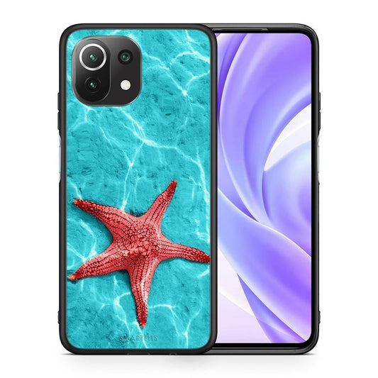 Θήκη Xiaomi 11 Lite / Mi 11 Lite Red Starfish από τη Smartfits με σχέδιο στο πίσω μέρος και μαύρο περίβλημα | Xiaomi 11 Lite / Mi 11 Lite Red Starfish case with colorful back and black bezels