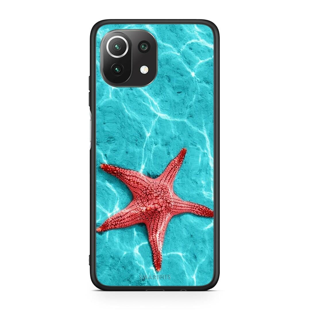 Xiaomi 11 Lite / Mi 11 Lite Red Starfish Θήκη από τη Smartfits με σχέδιο στο πίσω μέρος και μαύρο περίβλημα | Smartphone case with colorful back and black bezels by Smartfits
