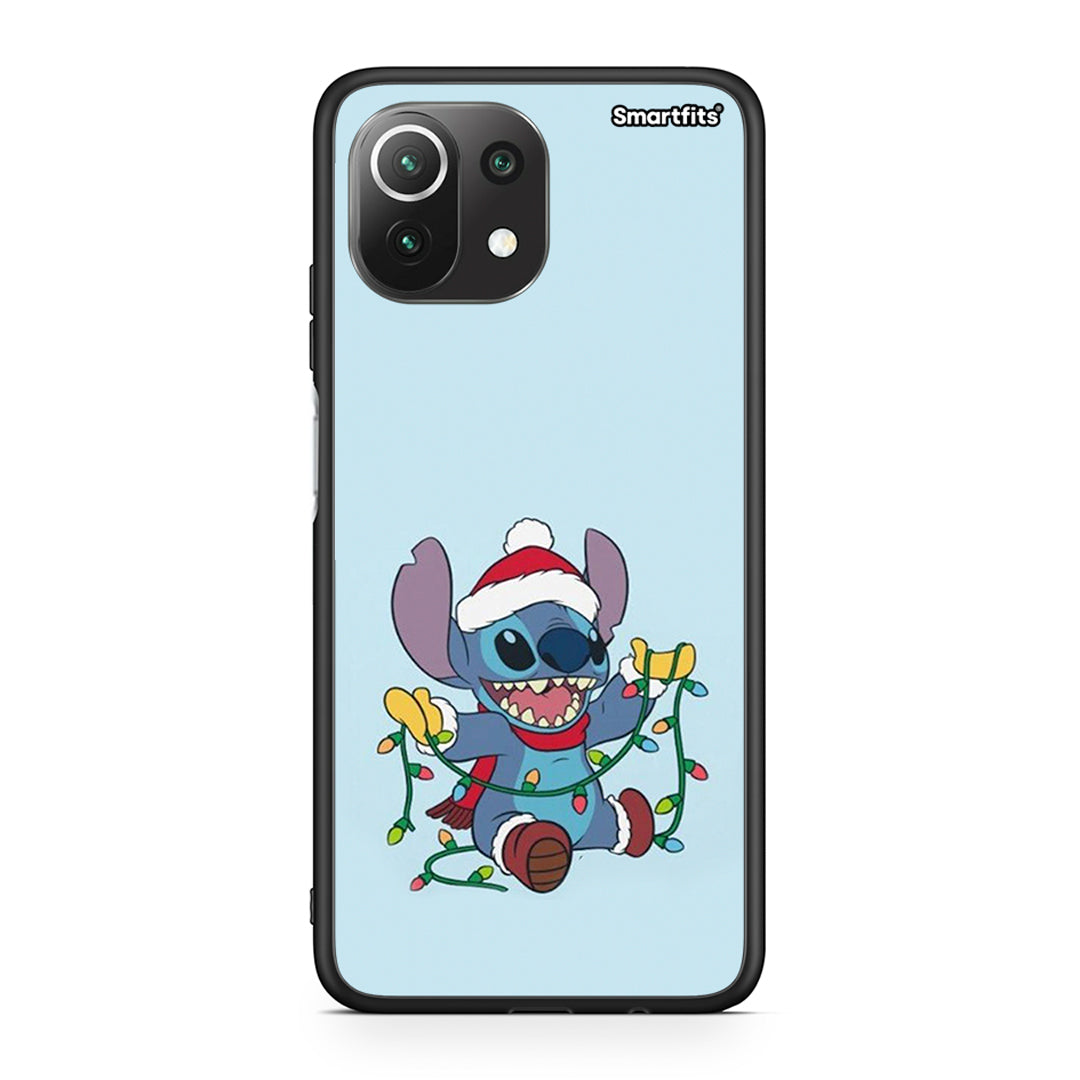 Xiaomi 11 Lite/Mi 11 Lite Santa Stich θήκη από τη Smartfits με σχέδιο στο πίσω μέρος και μαύρο περίβλημα | Smartphone case with colorful back and black bezels by Smartfits