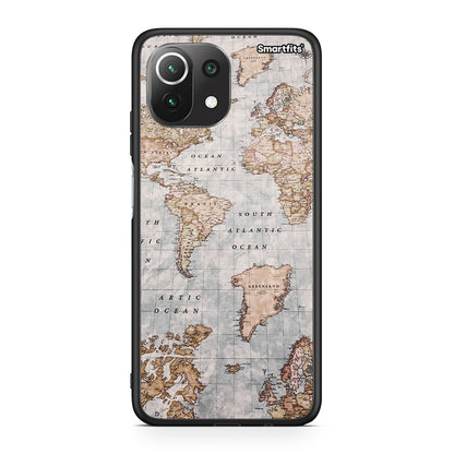 Xiaomi 11 Lite / Mi 11 Lite World Map Θήκη από τη Smartfits με σχέδιο στο πίσω μέρος και μαύρο περίβλημα | Smartphone case with colorful back and black bezels by Smartfits