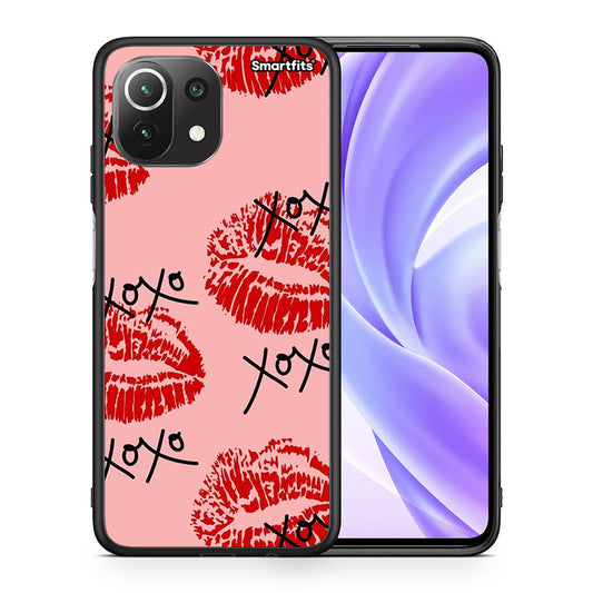 Θήκη Xiaomi 11 Lite/Mi 11 Lite XOXO Lips από τη Smartfits με σχέδιο στο πίσω μέρος και μαύρο περίβλημα | Xiaomi 11 Lite/Mi 11 Lite XOXO Lips case with colorful back and black bezels