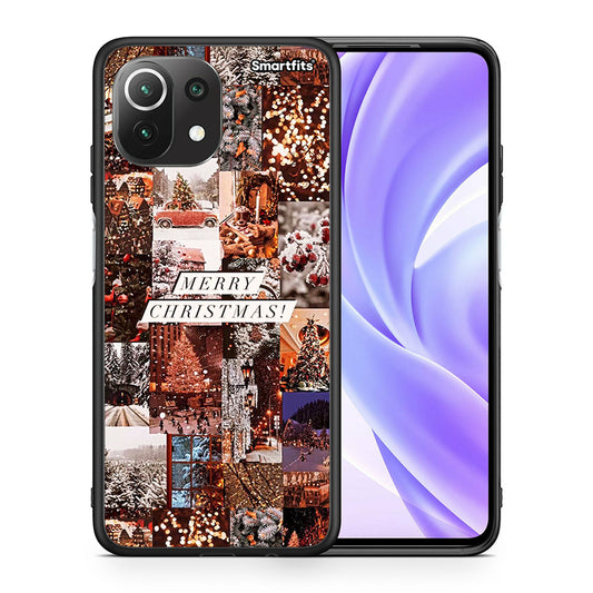 Θήκη Xiaomi 11 Lite/Mi 11 Lite Xmas Collage από τη Smartfits με σχέδιο στο πίσω μέρος και μαύρο περίβλημα | Xiaomi 11 Lite/Mi 11 Lite Xmas Collage case with colorful back and black bezels