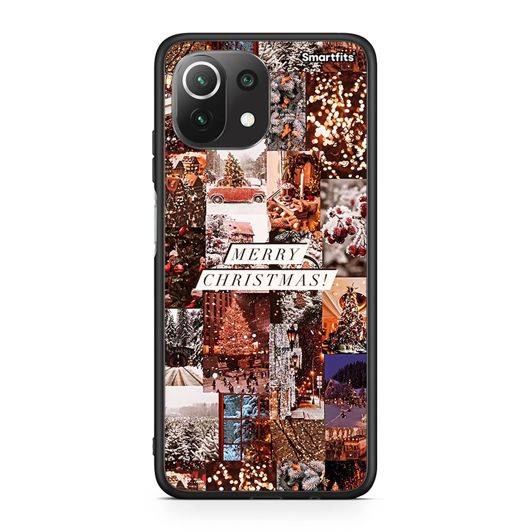 Xiaomi 11 Lite/Mi 11 Lite Xmas Collage θήκη από τη Smartfits με σχέδιο στο πίσω μέρος και μαύρο περίβλημα | Smartphone case with colorful back and black bezels by Smartfits