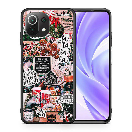 Θήκη Xiaomi 11 Lite/Mi 11 Lite Xmas Habbits από τη Smartfits με σχέδιο στο πίσω μέρος και μαύρο περίβλημα | Xiaomi 11 Lite/Mi 11 Lite Xmas Habbits case with colorful back and black bezels