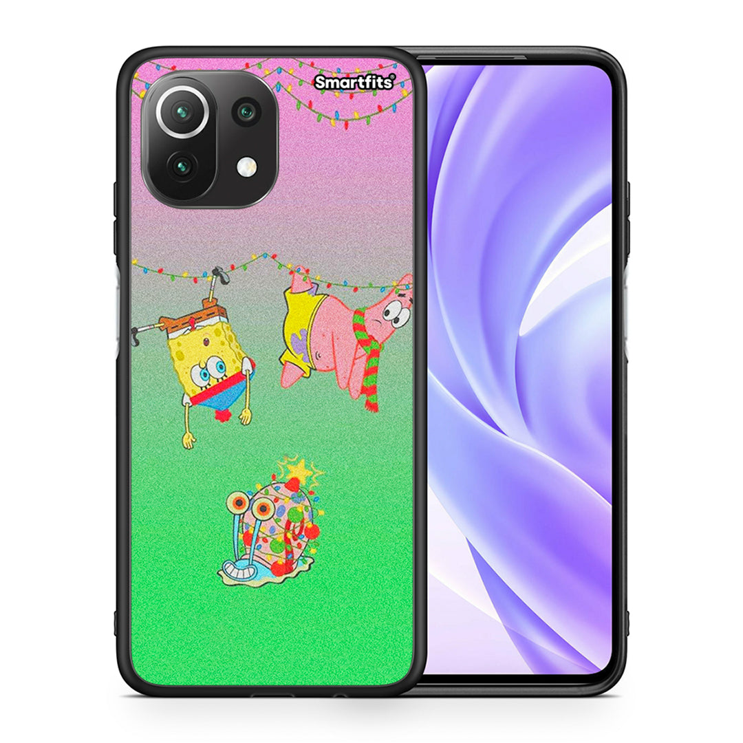 Θήκη Xiaomi 11 Lite/Mi 11 Lite Xmas Lights από τη Smartfits με σχέδιο στο πίσω μέρος και μαύρο περίβλημα | Xiaomi 11 Lite/Mi 11 Lite Xmas Lights case with colorful back and black bezels