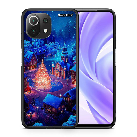 Θήκη Xiaomi 11 Lite/Mi 11 Lite Xmas Village από τη Smartfits με σχέδιο στο πίσω μέρος και μαύρο περίβλημα | Xiaomi 11 Lite/Mi 11 Lite Xmas Village case with colorful back and black bezels