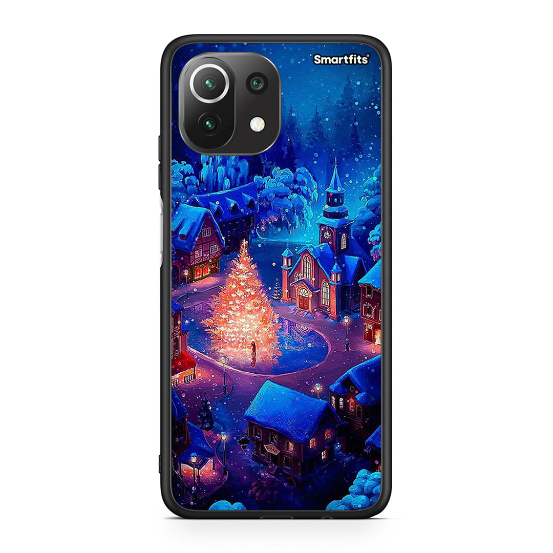 Xiaomi 11 Lite/Mi 11 Lite Xmas Village θήκη από τη Smartfits με σχέδιο στο πίσω μέρος και μαύρο περίβλημα | Smartphone case with colorful back and black bezels by Smartfits