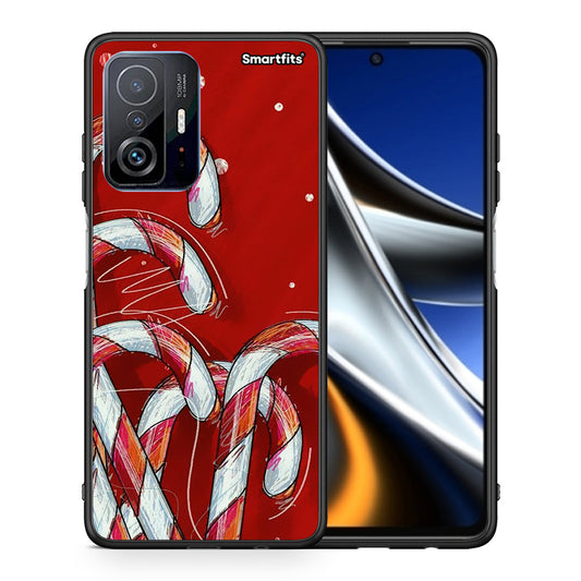 Θήκη Xiaomi 11T/11T Pro Candy Cane από τη Smartfits με σχέδιο στο πίσω μέρος και μαύρο περίβλημα | Xiaomi 11T/11T Pro Candy Cane case with colorful back and black bezels