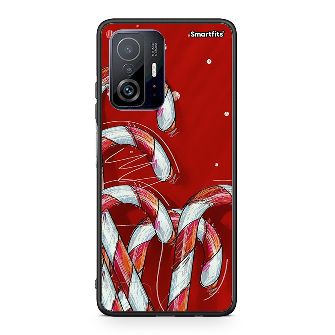 Xiaomi 11T/11T Pro Candy Cane θήκη από τη Smartfits με σχέδιο στο πίσω μέρος και μαύρο περίβλημα | Smartphone case with colorful back and black bezels by Smartfits